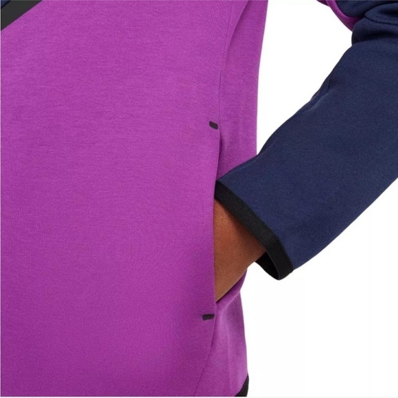 Nike Sportswear Tech Fleece Jogger Hoodie 2-PC Purple Navy Tracksuit - Picture 5 of 10